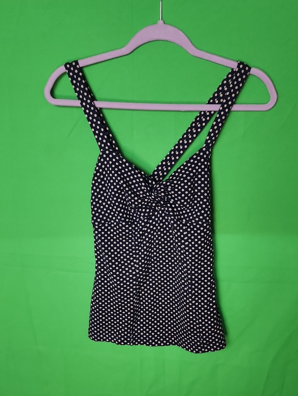 Anthropologie Black & White Polka Dot Twist-Front Tank Top - Size Medium